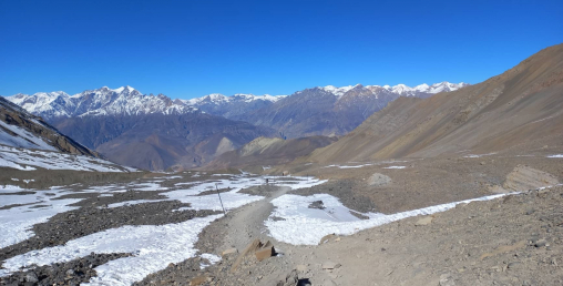 मनाङ र मुस्ताङ जोड्ने थोरङलाका रमणीय दृश्य
