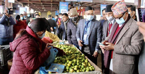माछापुच्छ्रे बैंकको क्युआर कोड सेवा तिनकुने स्थित कृषि बजारमा