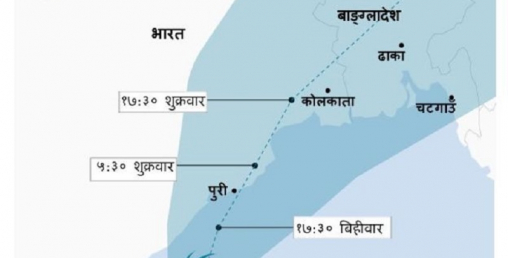 २ सय किलोमिटर प्रतिघण्टाको गतिमा आएको आँधी ‘फानी’ भारतबाट नेपालतर्फ लाग्यो