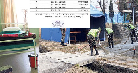 क्वारेन्टाइनमा बस्नेलाई ४ पटक खाना, एक अर्काको दूरी ३.५ फिट