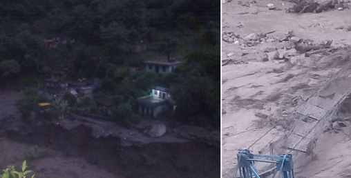 रातभरि परेको पानीले बगायो दर्जनौं घर