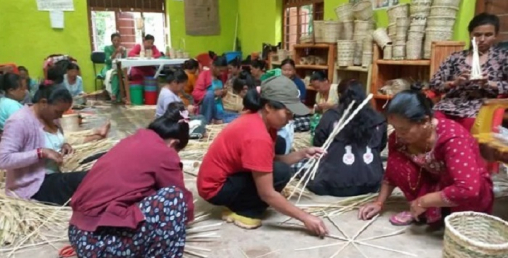 बाँसका सामग्रीबाट आय आर्जन गर्न महिलालाई तालिम