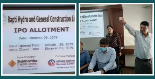 राप्ती हाइड्रोको आईपीओ बाँडफाँट, १२ लाख ७४ हजारभन्दा बढीको हात खाली
