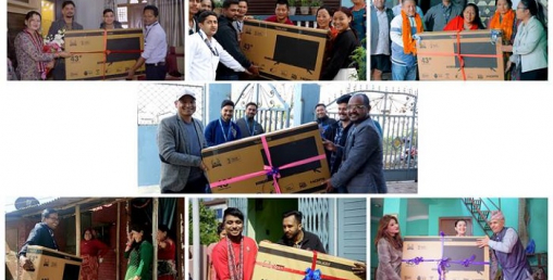 वर्ल्डलिंक कम्युनिकेशन्सको सेवा लिने ७ ग्राहकलाई ४३ इन्चको स्मार्ट टिभी कोसेली