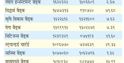 २३ वाणिज्य बैंकको नाफा कसको कति ?
