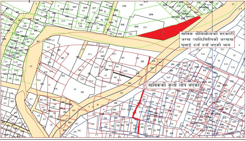 धोबीखोलाको जग्गा पनि व्यक्तिका नाममा, कर्मचारीकै मिलेमतोमा खोला बेचिएको फेला