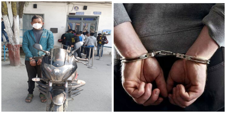 चोरीको मोटरसाइकल सहित एकजना ट्राफिक  प्रहरीको नियन्त्रणमा