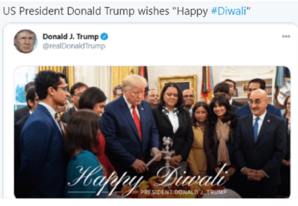 ट्रम्पले दीपावालीको शुभकामना दिए