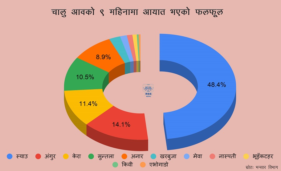 नौ महिनामा ११ अर्बको फलफूल आयात, स्याउ नै पाँच अर्ब ५६ करोडको भित्रियो