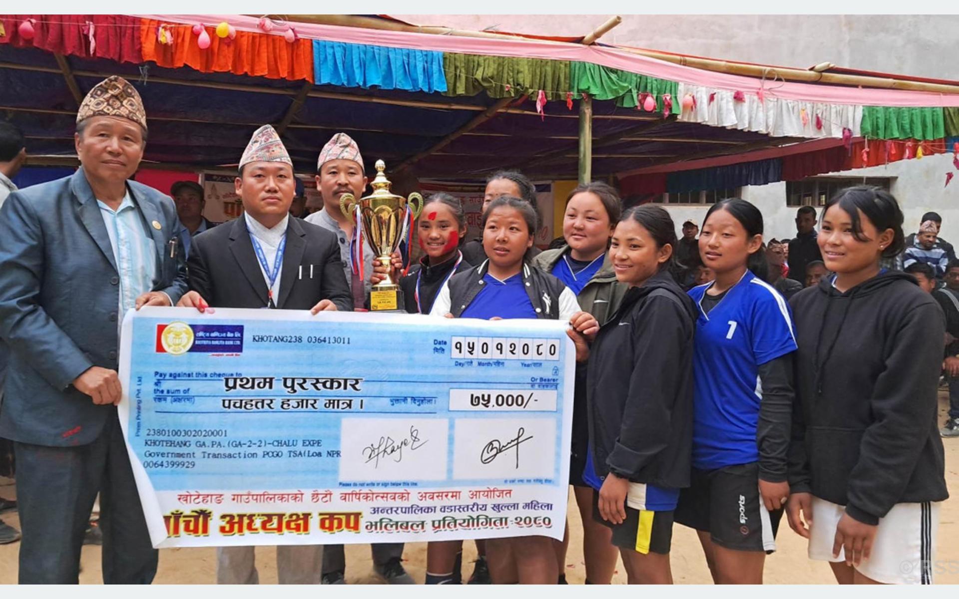 ‘खोटेहाङ अध्यक्ष कप’को उपाधिसँगै ७५ हजार जित्यो बासिखोराले