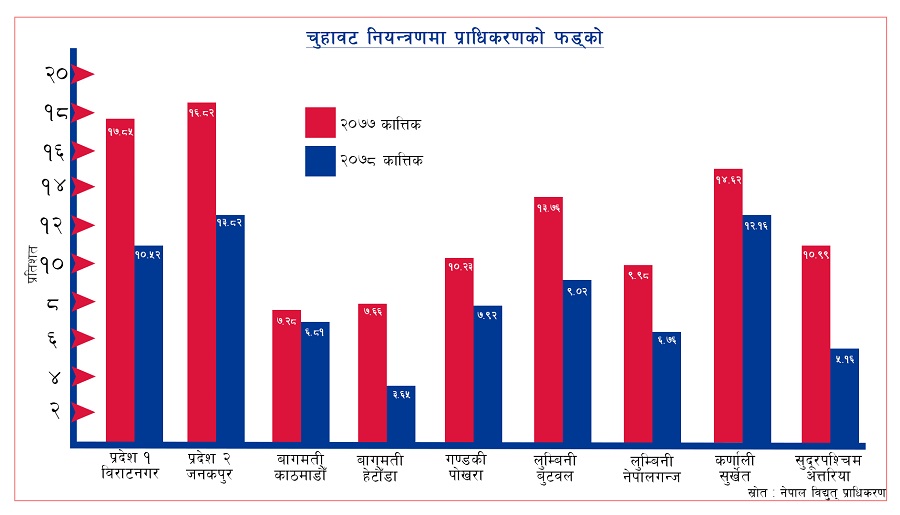 चुहावट नियन्त्रणमा गुणात्मक फड्को मार्दै विद्युत् प्राधिकरण