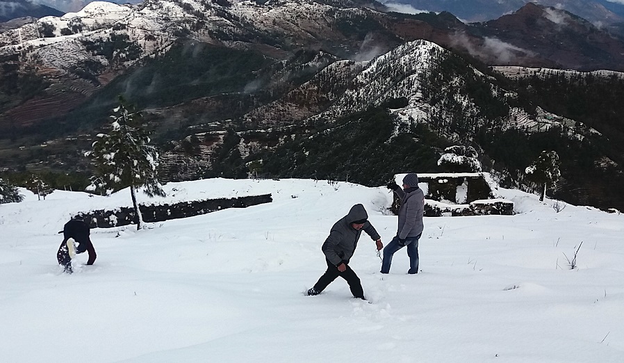 हिउँले ढाकेको हलिया बस्ती