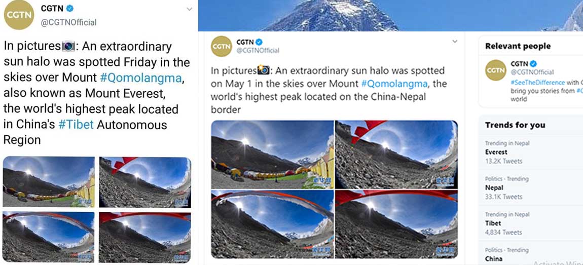चौतर्फी विरोधपछि चीनले सच्यायो सगरमाथा आफ्नो भएको दाबी
