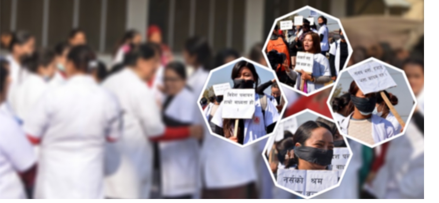 तलब नपाएको भन्दै आन्दोलनमा उत्रिए नर्स