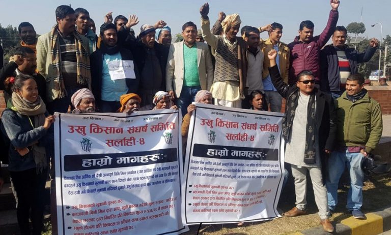 ओझेलमा उखु किसानको आन्दोलन