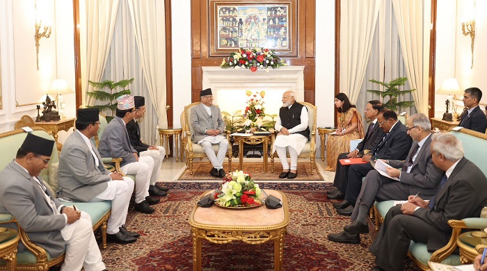 प्रधानमन्त्री दाहाल र भारतीय समकक्षी मोदीबीच भेटवार्ता सुरु