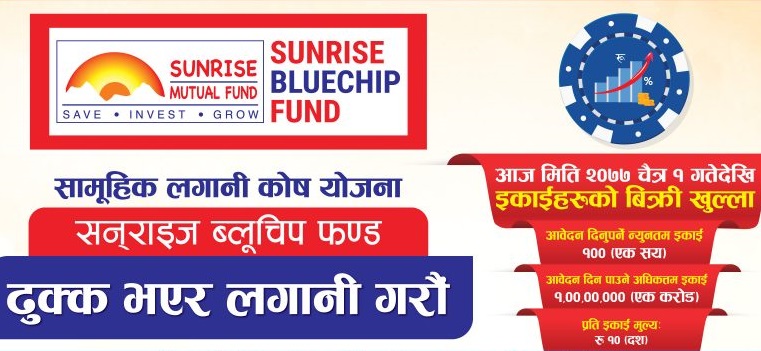 सनराइज ब्लूचिप फण्डको ८ करोड ५० लाख इकाई आजदेखि विक्रीमा
