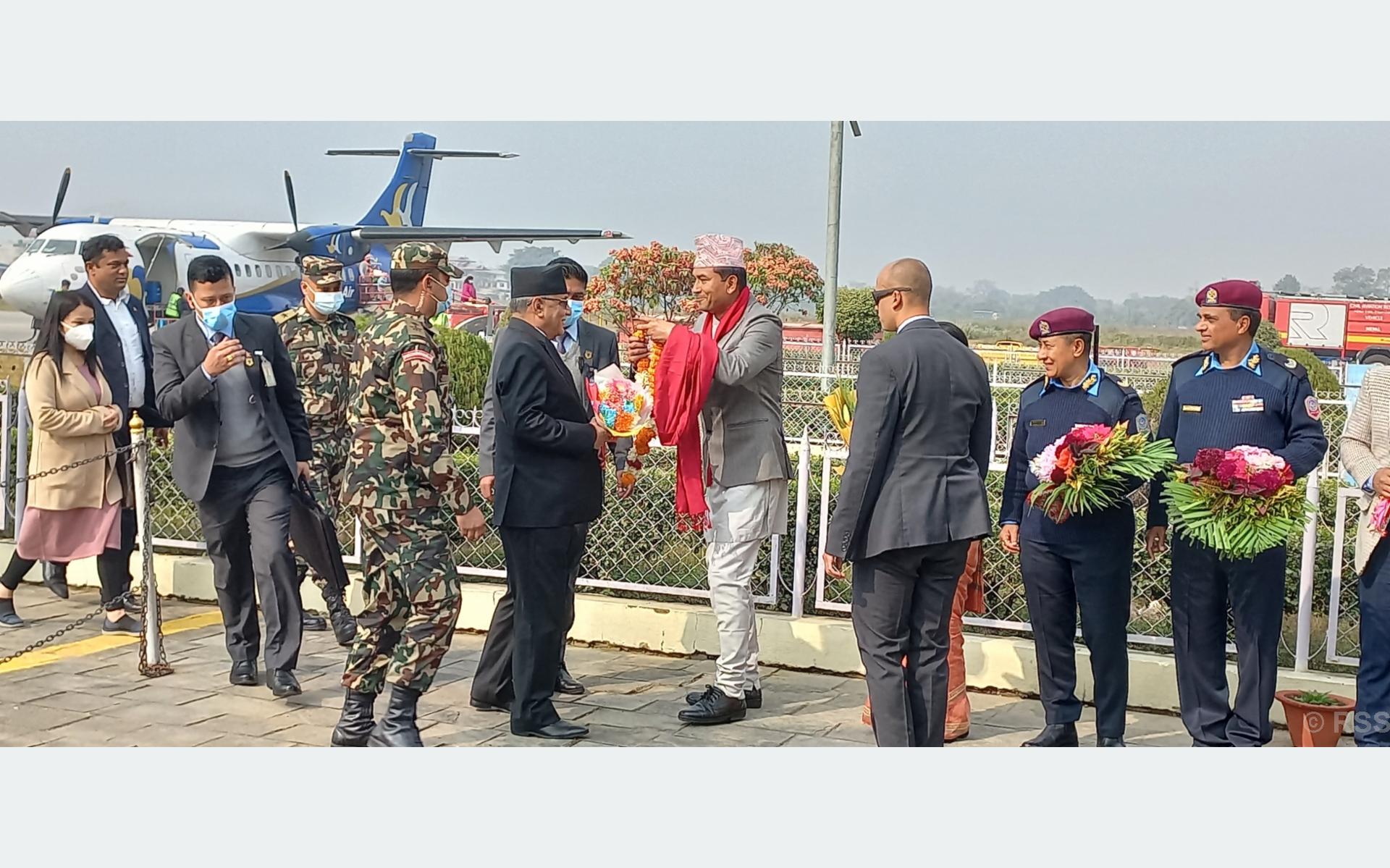 प्रधानमन्त्री निर्वाचित भएपछि प्रचण्ड पहिलो पटक चितवनमा