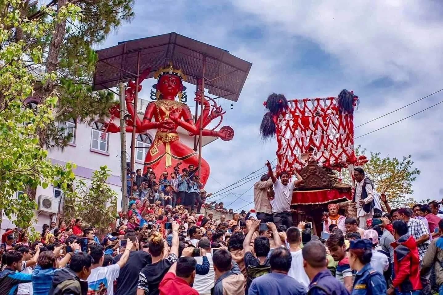बनेपामा २५ सय वर्ष पुरानो चण्डेश्वरी जात्रा मनाइँदै