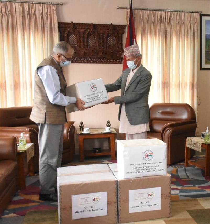 भारतद्वारा नेपाललाई २ हजार रेमडेसिभिर उपहारस्वरुप प्रदान