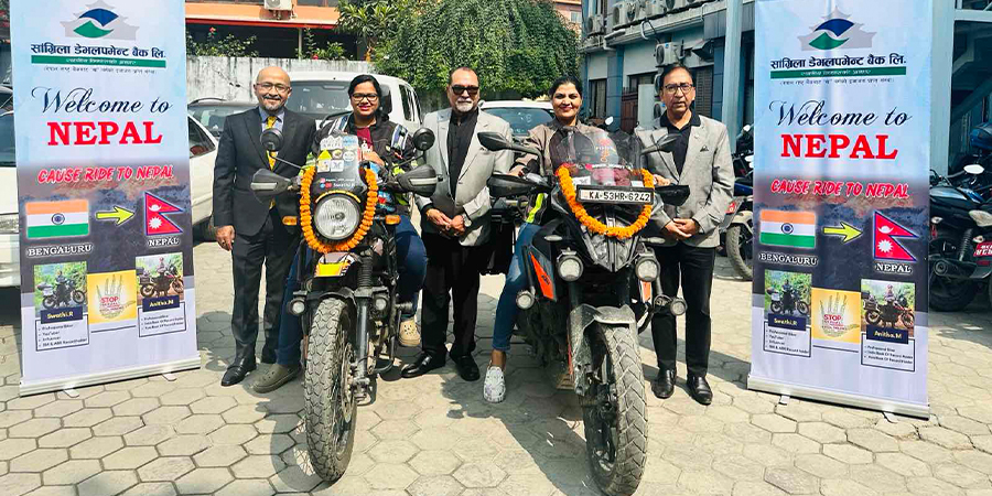 भारतीय महिला बाइक राइडरलाई सांग्रिला बैंकको स्वागत