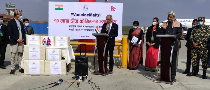 भारतले दिएको कोरोना विरुद्धको १० लाख डोज खोप नेपाल आइपुग्यो